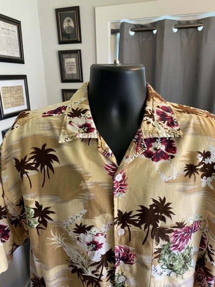 Vintage Jordin Sportswear Hibiscus Tropical Hawaiian Vacation Shirt Sz Lg Palms - Picture 2 of 11